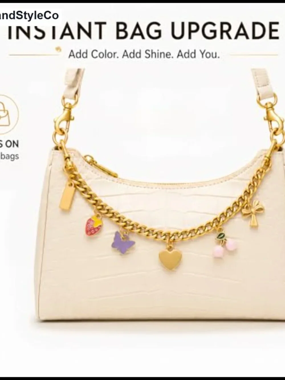 Gold-Tone Zinc Chain Bag Charm with Lobster Clasp
